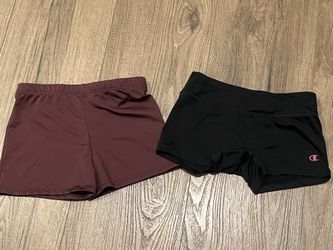 Girls Black and Burgundy Biker Shorts or Cheer Shorts