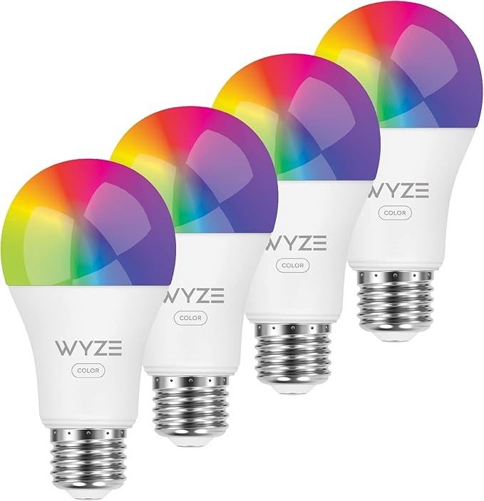 Wyze Smart Bulb Color, 1100 Lumen WiFi RGB and Tunable A19, Works with Alexa and Google, 4 Pack