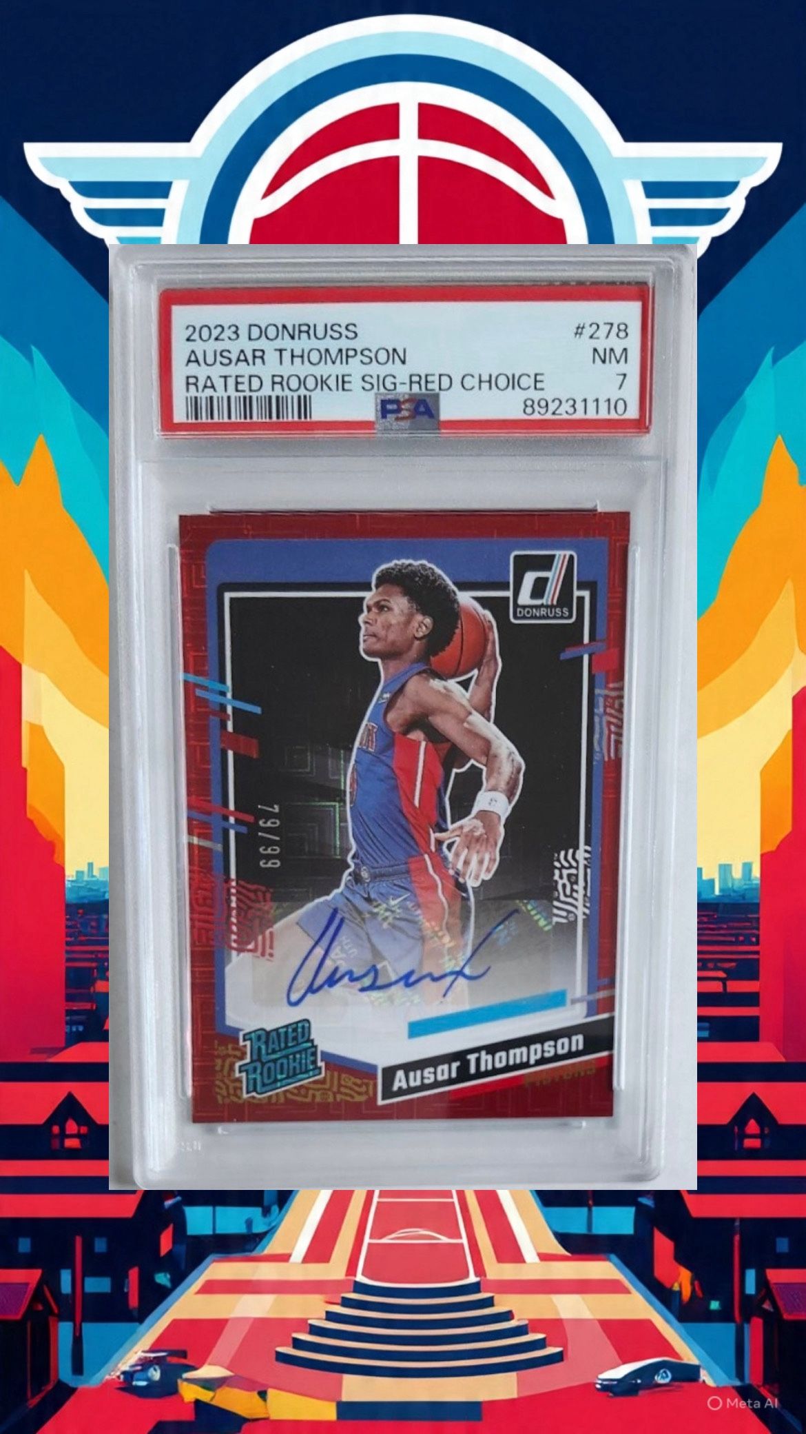 2023 Ausar Thompson Pistons PSA Rated Rookie Red Auto Choice /99 – OTE Sensation