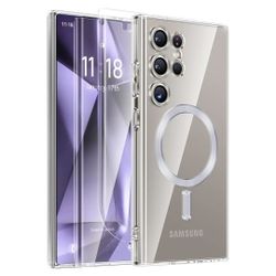 Samsung Galaxy S24 Ultra Case Magnetic [Compatible with MagSafe][No-Yellowing][2X Screen Protectors] Mil-Grade Shockproof Soft Phone Case for S24 Ultr