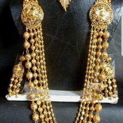 Gold Plated Indian Pakistani Necklace Earrings Tekka
