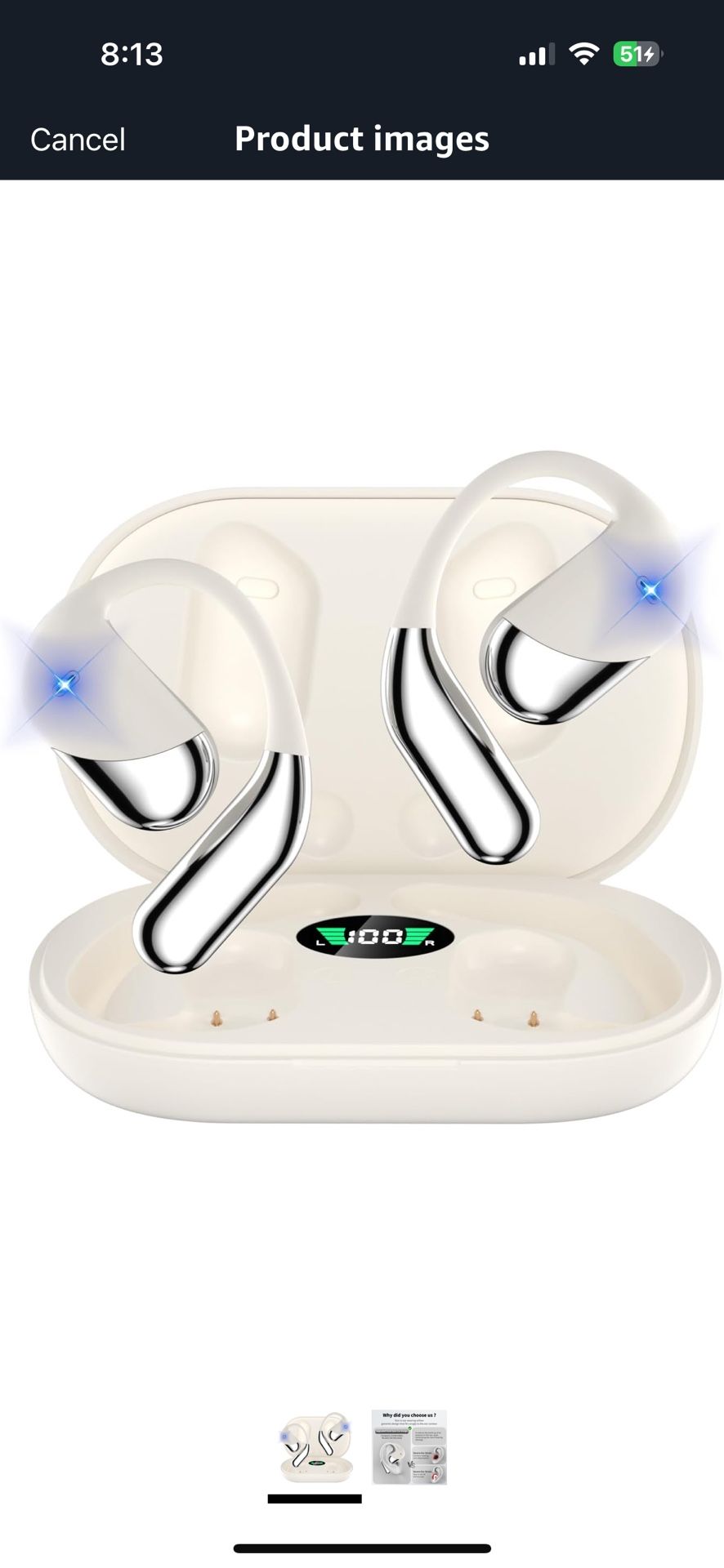 Wireless Earbuds Bluetooth 5.4 Headphones with Digital Display Charging Case Touch Control in-Ear Earphones with Built-in Microphone IPX7 Waterproof S