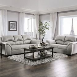 Brand New Luxury Plush Grey Sofa & Loveseat Set 