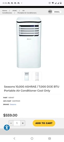 Seasons 10,000 BTU Portable Air Conditioner