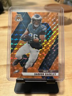 Saquon Barkley 2025 Panini Mosaic #212 Orange Prizm SP /199 Eagles