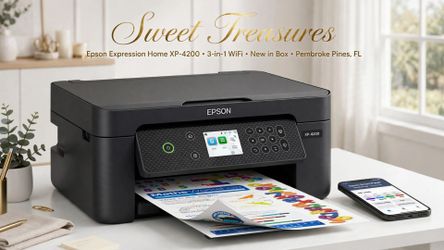 Epson Expression Home XP-4200 – 3-in-1 WiFi Printer – New in Open Box – Black – Prints from Phone
