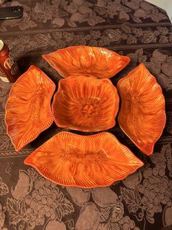 Vintage  # 2715 U.S.A. Ceramic Glazed Tray Set