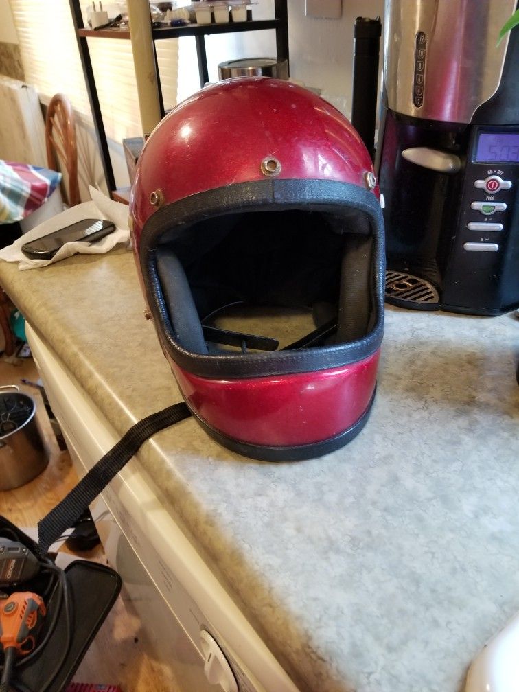 Retro Bikers Helmet. Metal Flake