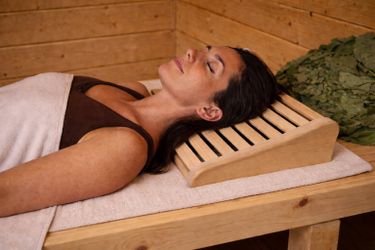 Hemlock Sauna Headrest | Wooden Sauna Pillow | Ergonomic Neck Support | Solid Wood | Handmade Sauna Accessory
