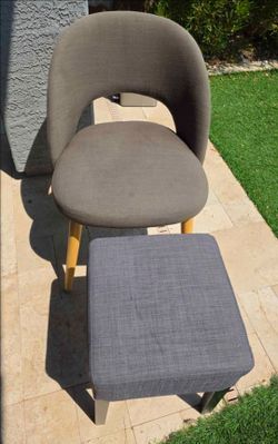 Mid-Century Modern Accent Chair and Square Ottoman