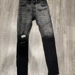 Crysp Denim Biker Jeans | grey/black  | Size 30