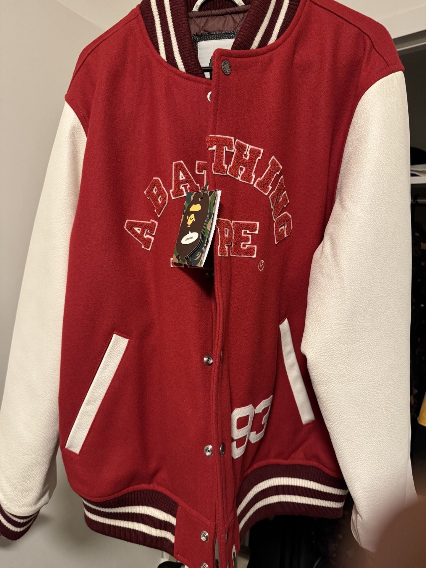 Bape Jacket Leather Sleeves Xl Men