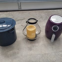 Various Home Items. Stock Pot. Air Fryer. Holders