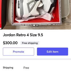 Jordan Retro 4 Size 9.5