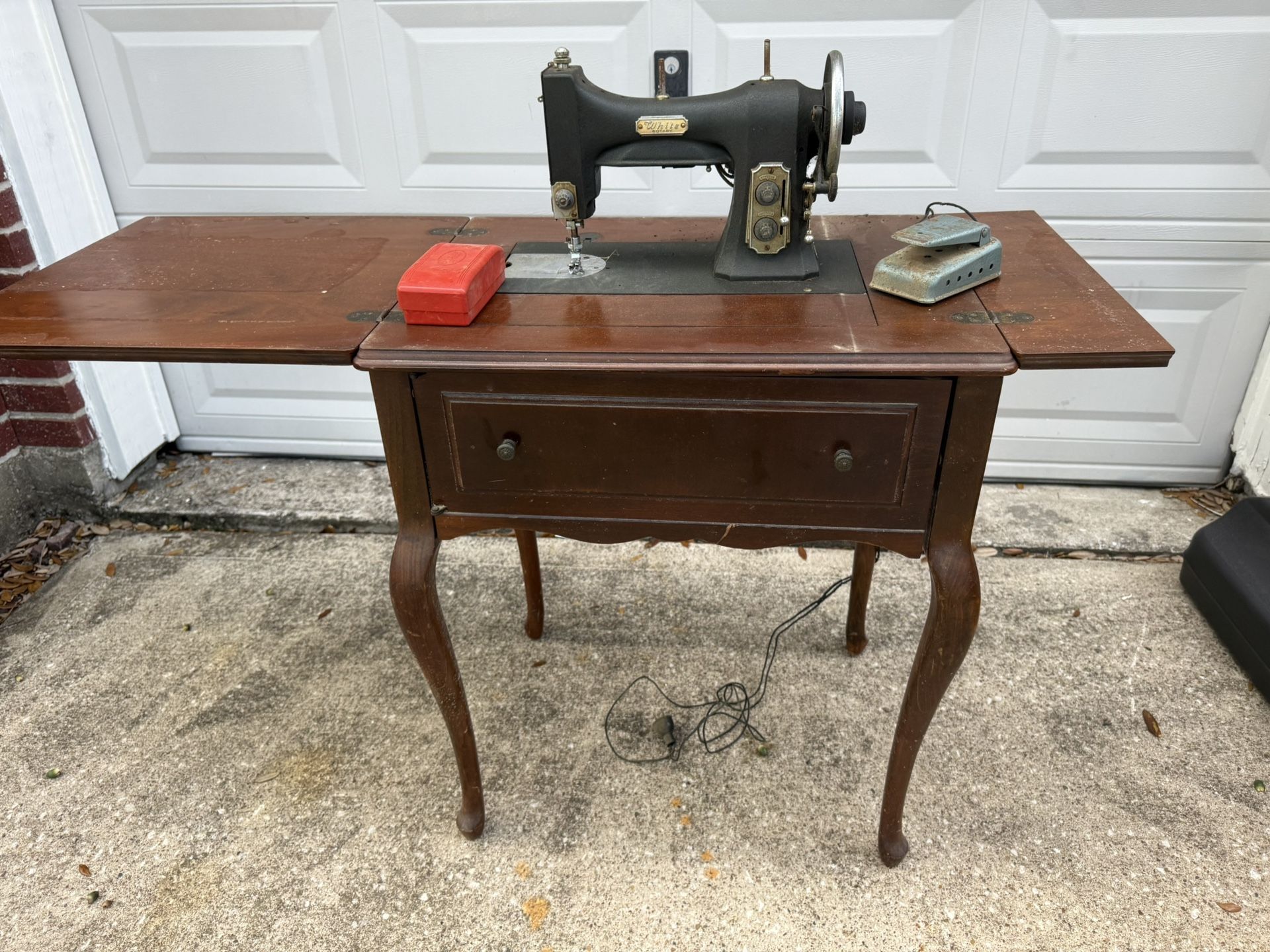Antique White Rotary Sewing Machine