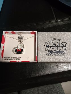 Minnie Mouse Necklace Silver Plated 