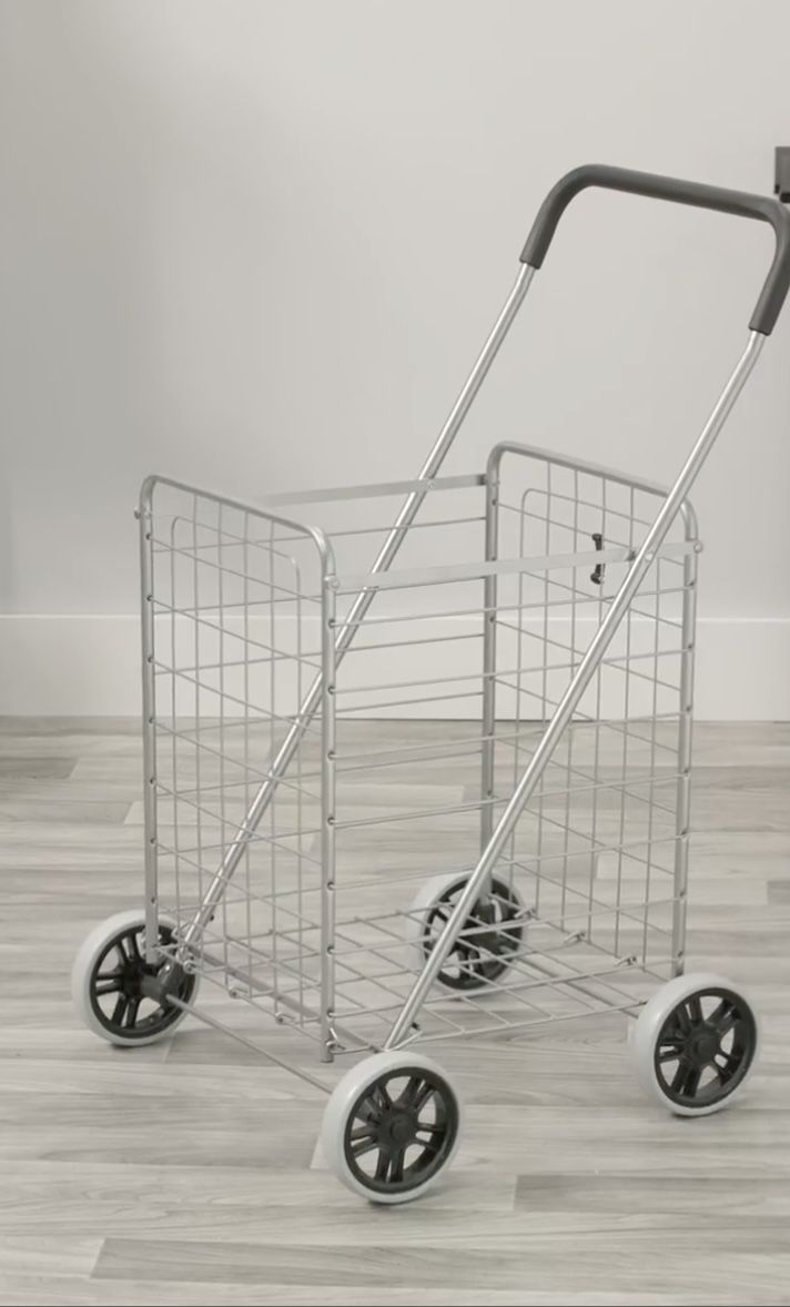 NEW Grocery Shopping Cart, Foldable Utility Cart W/ Large Wheels, Lightweight Trolley Cart !