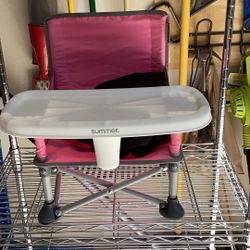 Tot Chair With Eating Tray, Tabletop Indoor Outdoor Fabric, Very Good Condition