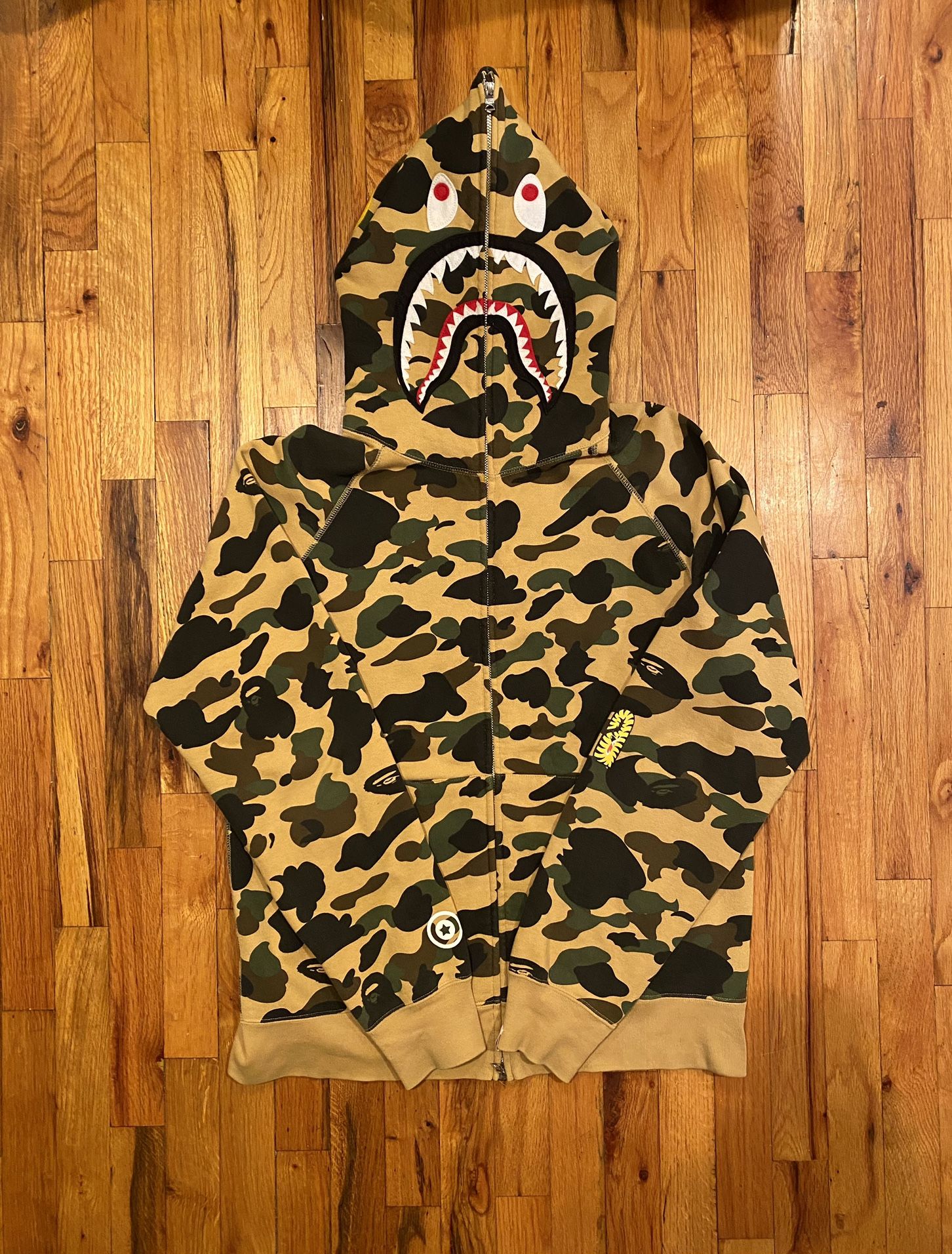 Bape Yellow Camo PONR Shark Hoodie