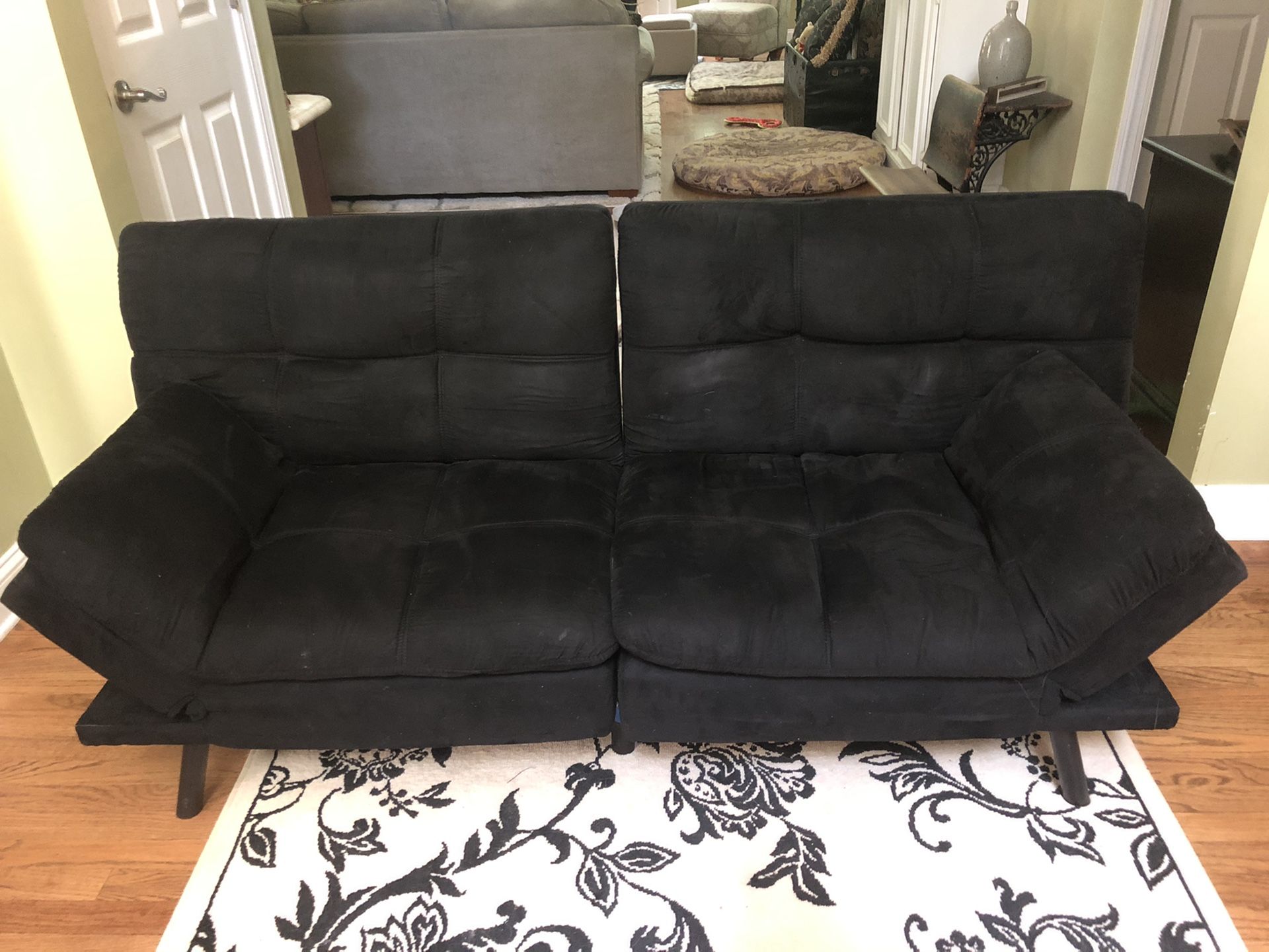 Black faux suede futon