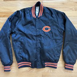 Vintage Chicago Bears Chalk Line Satin Bomber Jacket Coat Men’s Size S  