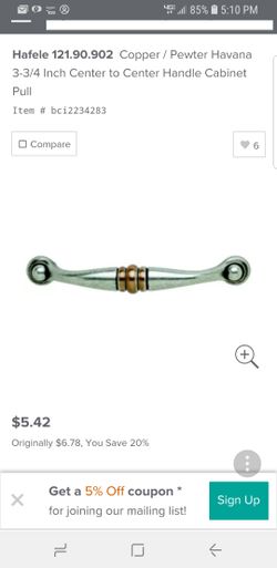 Antique copper and pewter drawer pulls