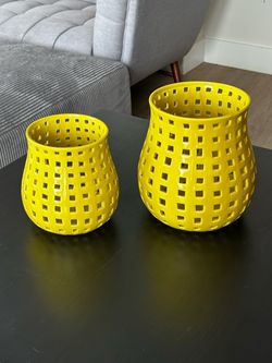 Yellow Ceramic Vases Set of 2