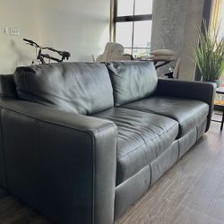 Gray Leather Couch and Chair