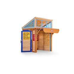 Little Tikes Real Wood Adventures 5-in-1 Game House, Outdoor Wood Game Playhouse for All Kids, Boys and Girls Ages 3+