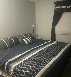 King size Beautyrest mattress, box spring, frame and memory foam topper