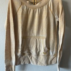 Roxy, Women’s Mustard Front Pocket Zipper Back Sweater, Size M