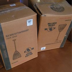 Two New ,Natural Woven Rattan
and Black Metal
Organic Pendant Lamp