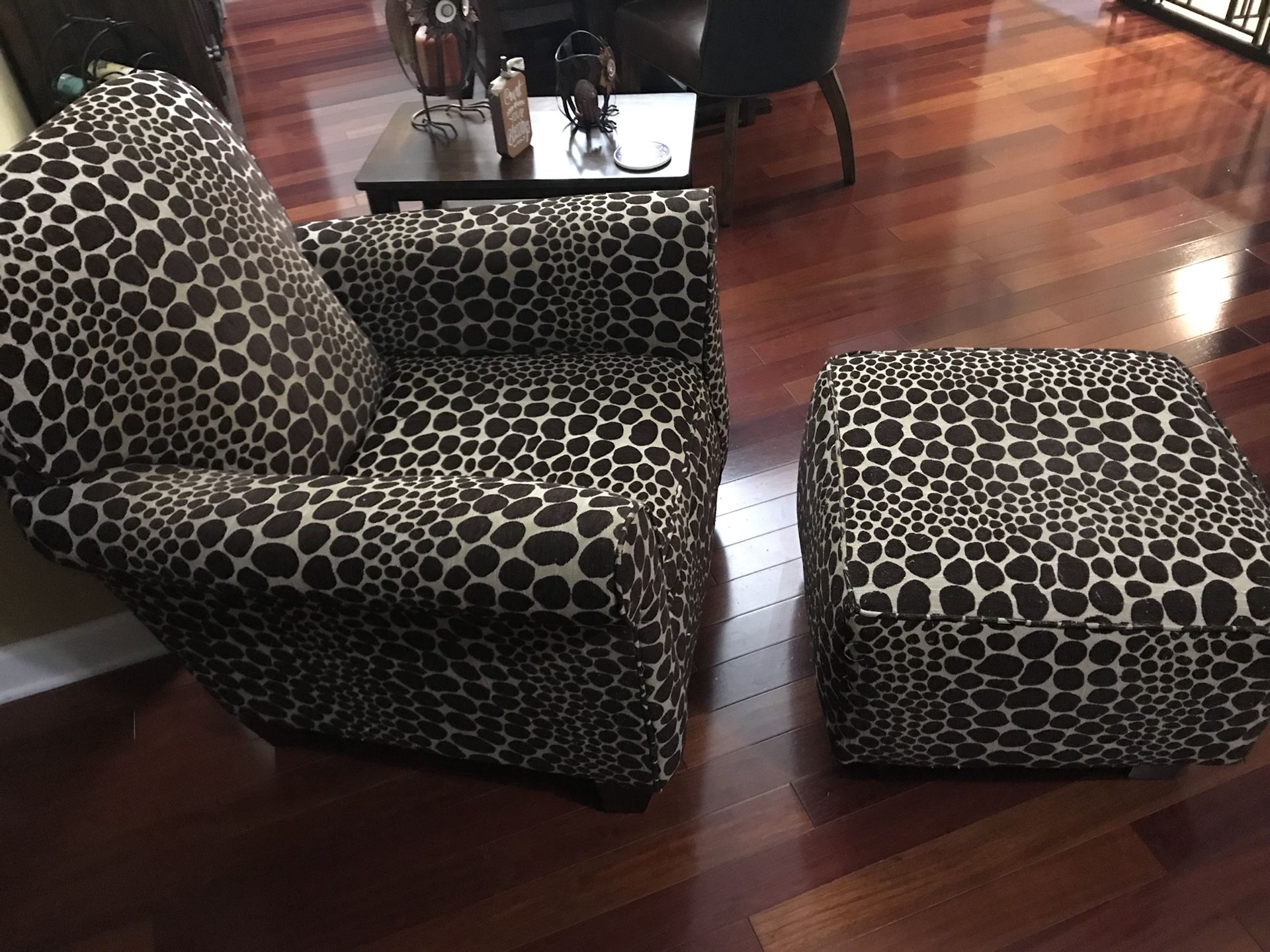 Animal Print Chair & Ottoman