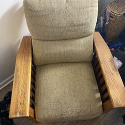 Antique Recliner Wooden Chair Push Back Recliner 