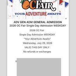 OC FAIR TICKETS 