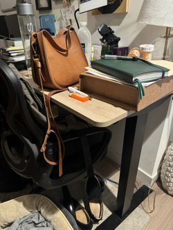 Wood Table With Black Stand