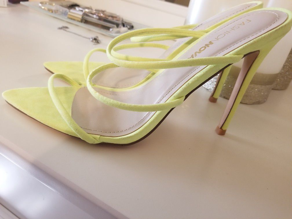 Neon green heels