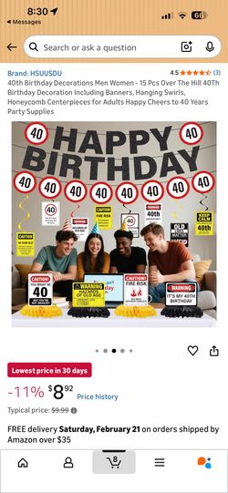 40th Birthday Party Decoration Banner, Hanging Swirls, Honeycomb Centerpieces (11 Items)
