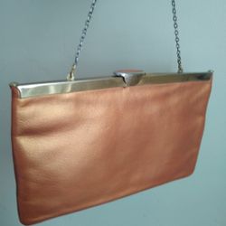Genuine Leather Adorable Pearle Accent Cocktail Purse