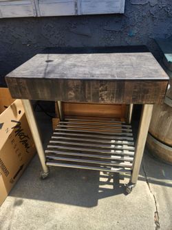 Butchers block kitchen cart
