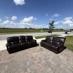 🛋️ Leather Recliner Couch Set - Delivery Available