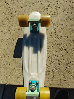 Penny Skateboard Cruiser White with Yellow Wheels