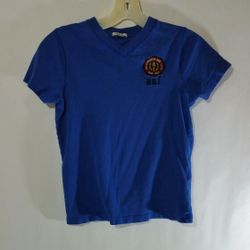 Boy's muscle abercrombie kids v neck short sleeve blue t shirt size S