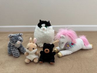 Aurora Plush Stuffed Animal LOT Bear & Bunny Palm Pals, Fat Cats Muffins Tuxedo