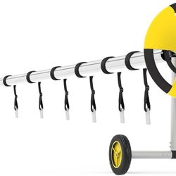 Pool Cover Reel Set,18FT Solar Cover Reel for Inground Pool，Aluminum Inground Swimming Pool Blanket Roller. (Yellow, 18FT)