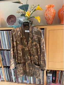 PRICE DROP: LINDA ALLARD for ELLEN TRACY, 4, lined FLORAL TAPESTRY/LAMBSKIN LTR
