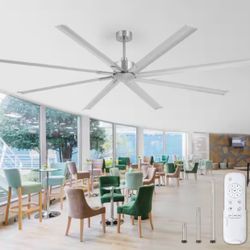 96 in. Indoor/Outdoor Brushed Nickel 8-Blades Ceiling Fan with Remote Included