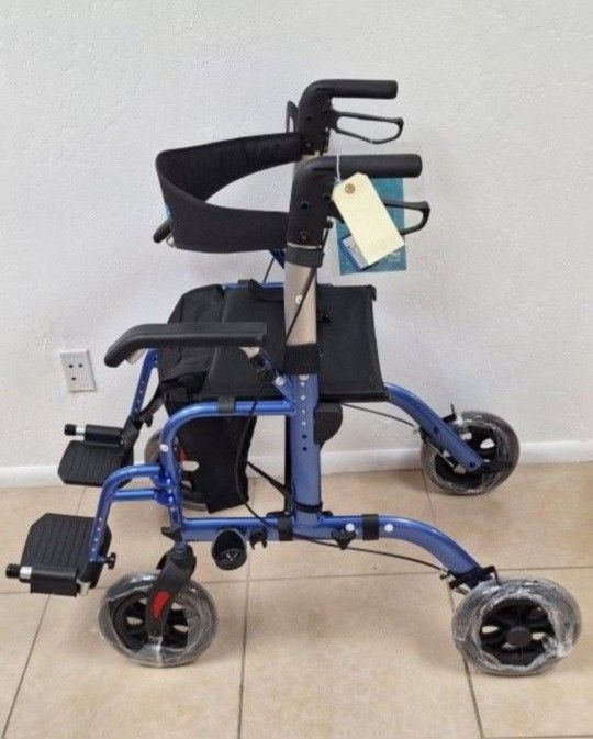 Versatile Rollator & Transport Chair - Blue