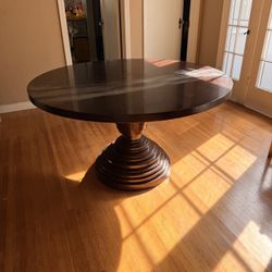 54” Dark Wood Round Table
