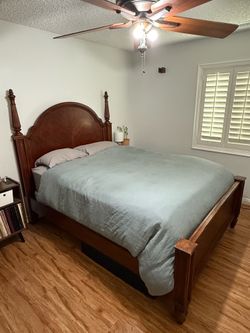 Solid wood queen bed frame